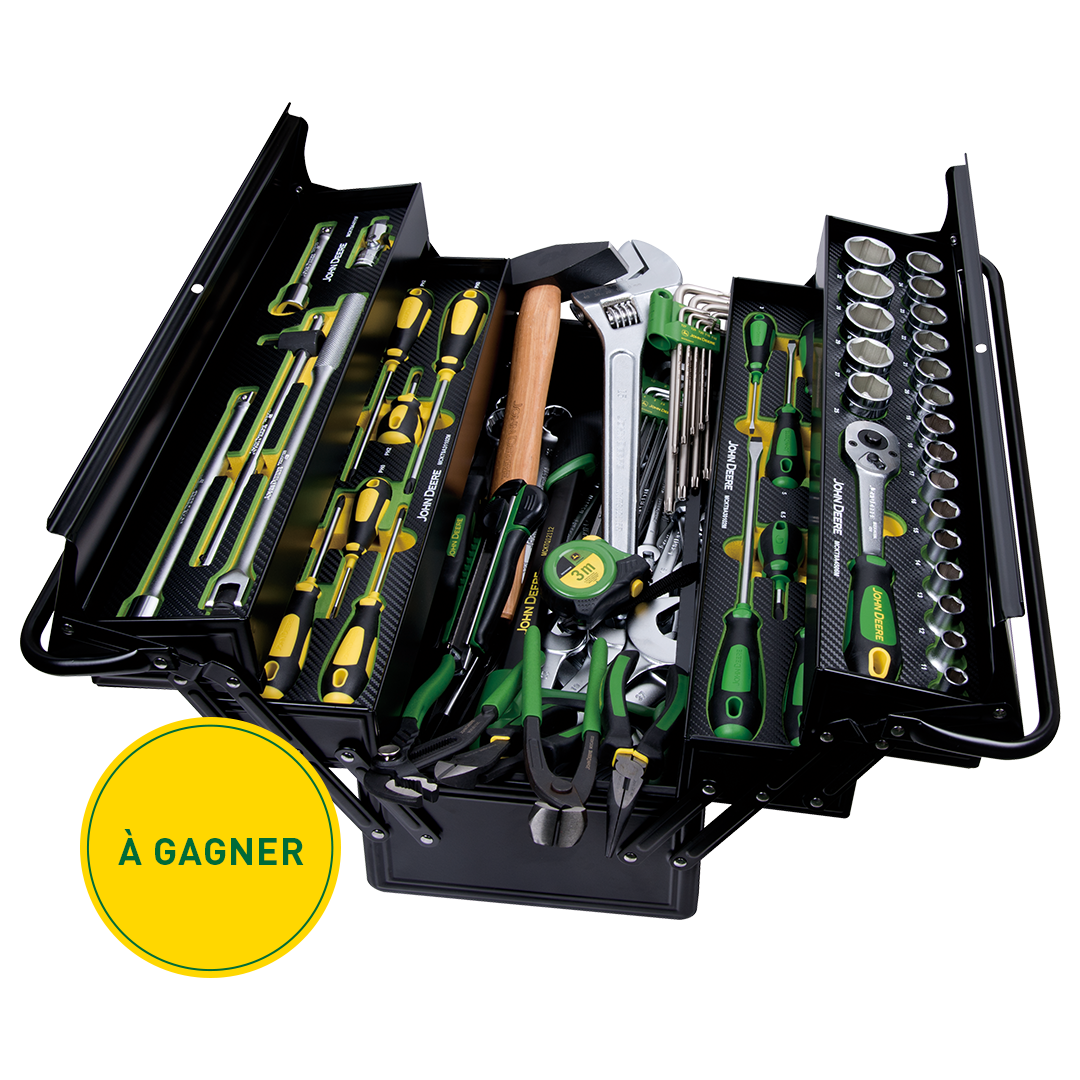 Caisse à outils John Deere comprenant 82 pièces